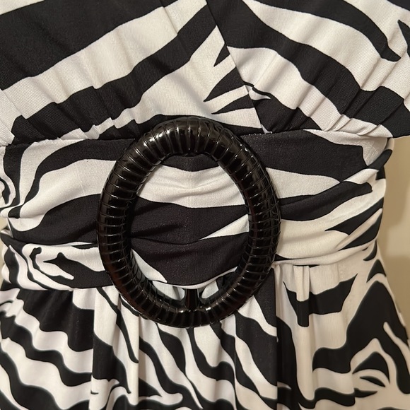 Star Vixen NWOT Zebra Print Long Sleeveless Dress - Picture 4 of 6